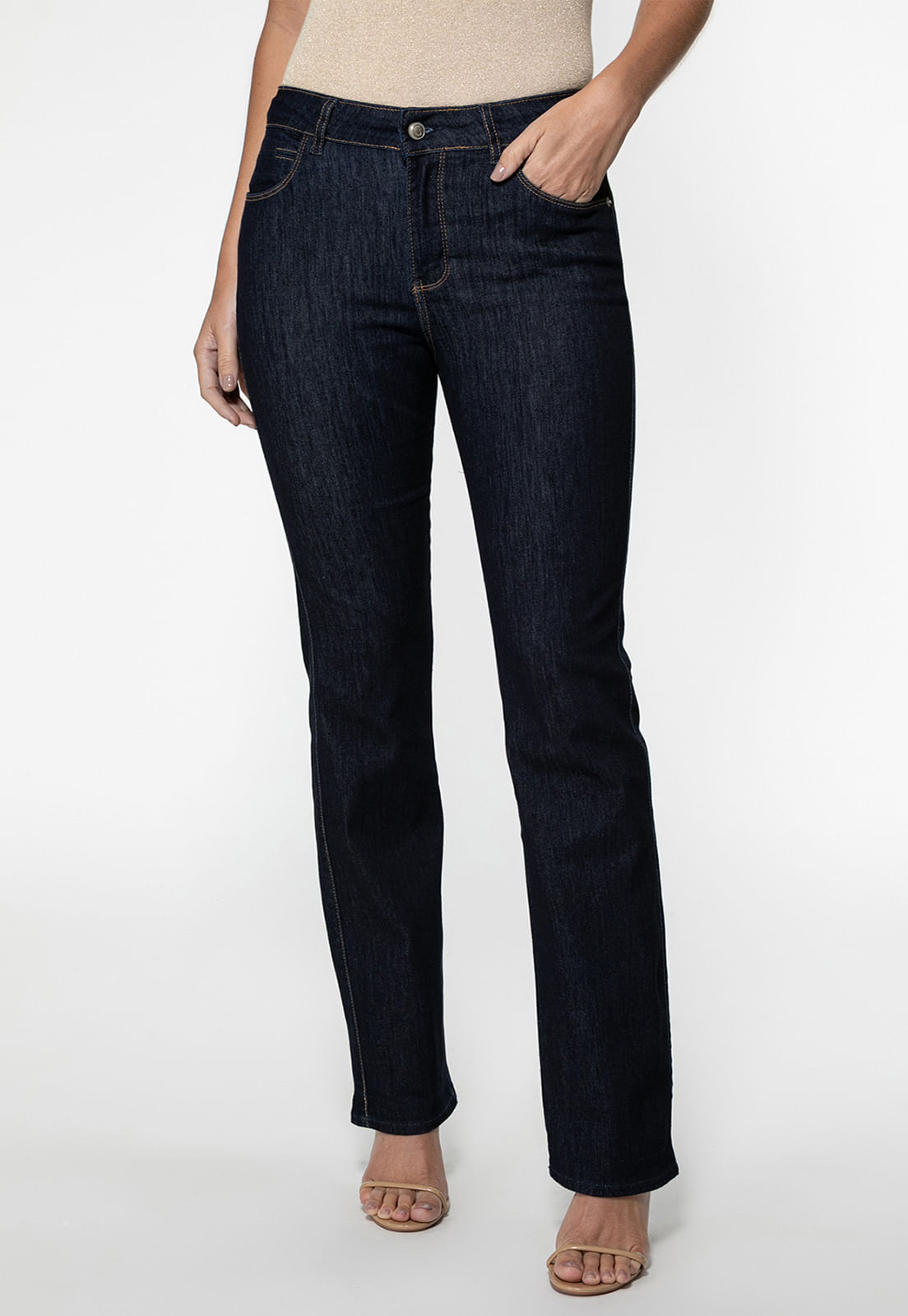 Calça Jeans Sexy Straight Leg Azul Escuro - Imagem 22