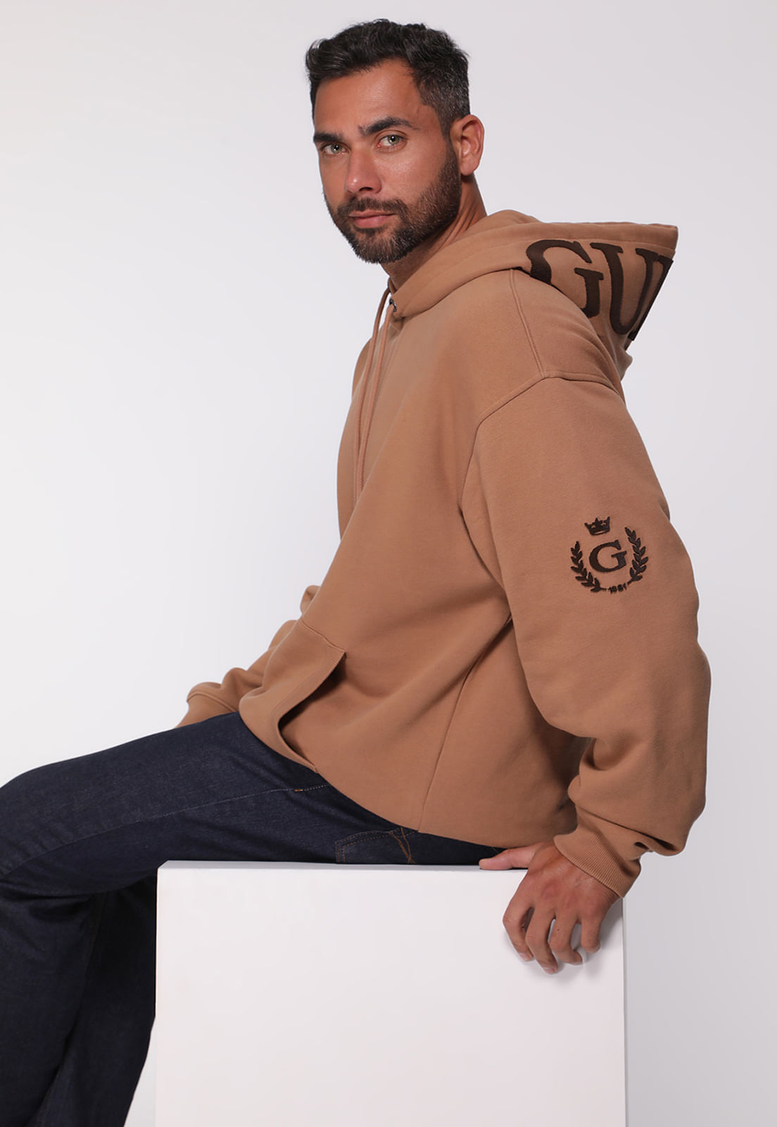 Blusa de Moletom Capuz Marrom - Imagem 46