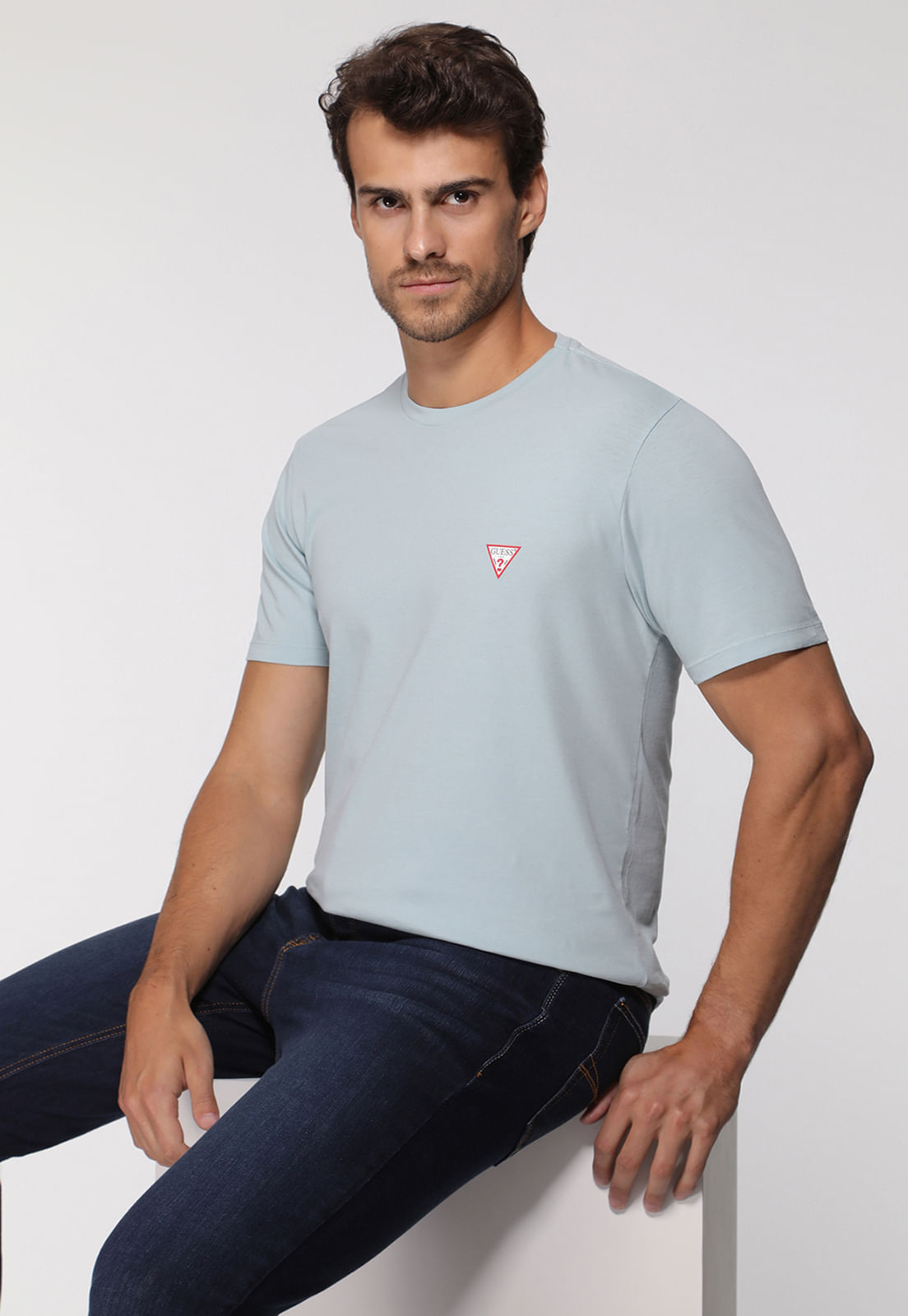Camiseta Guess Triangulo Original Pq Azul Claro - Imagem 11