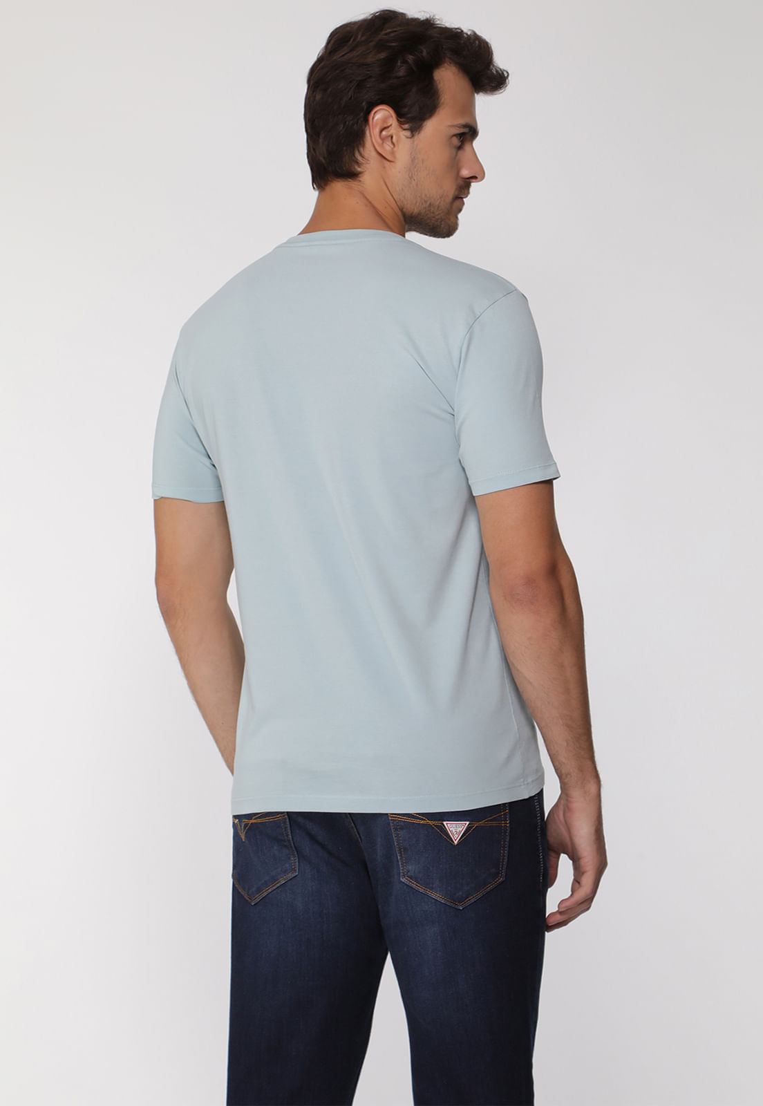 Camiseta Guess Triangulo Original Pq Azul Claro - Imagem 40