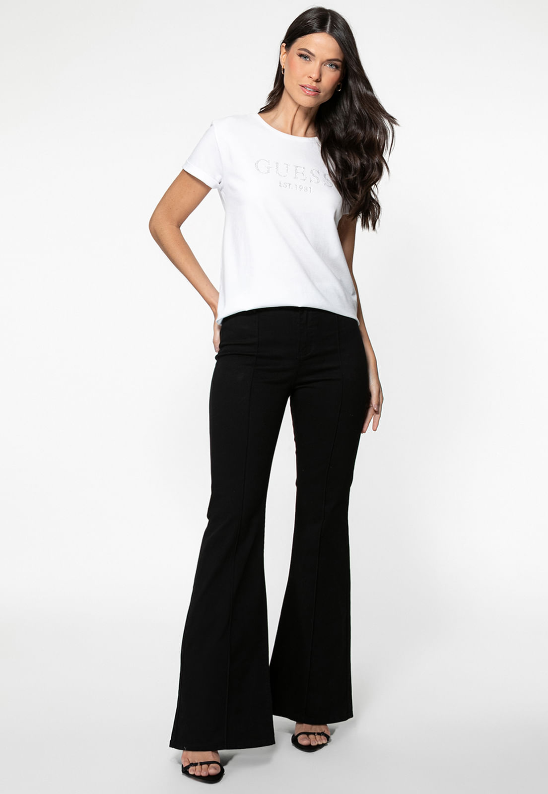 Calça Sarja High Flare Preto - Imagem 7