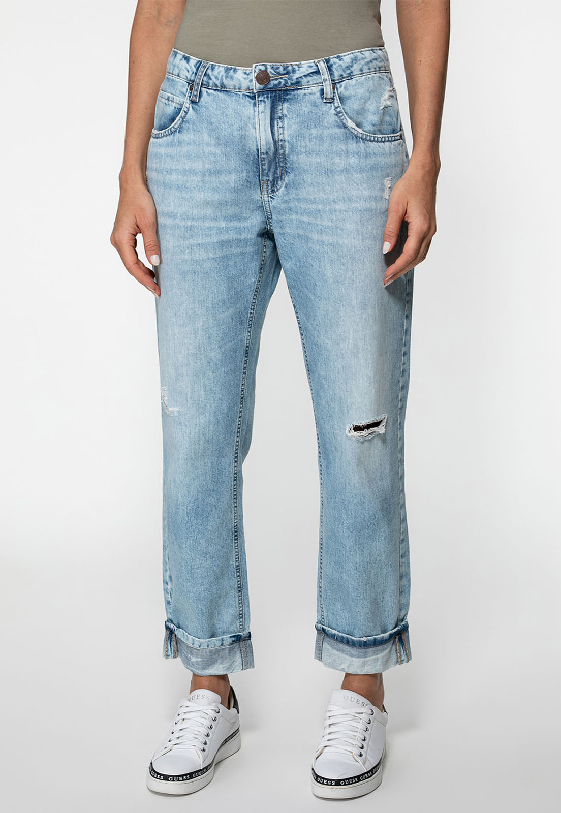 Calça Jeans Guess Boyfriend Azul Claro - Imagem 7