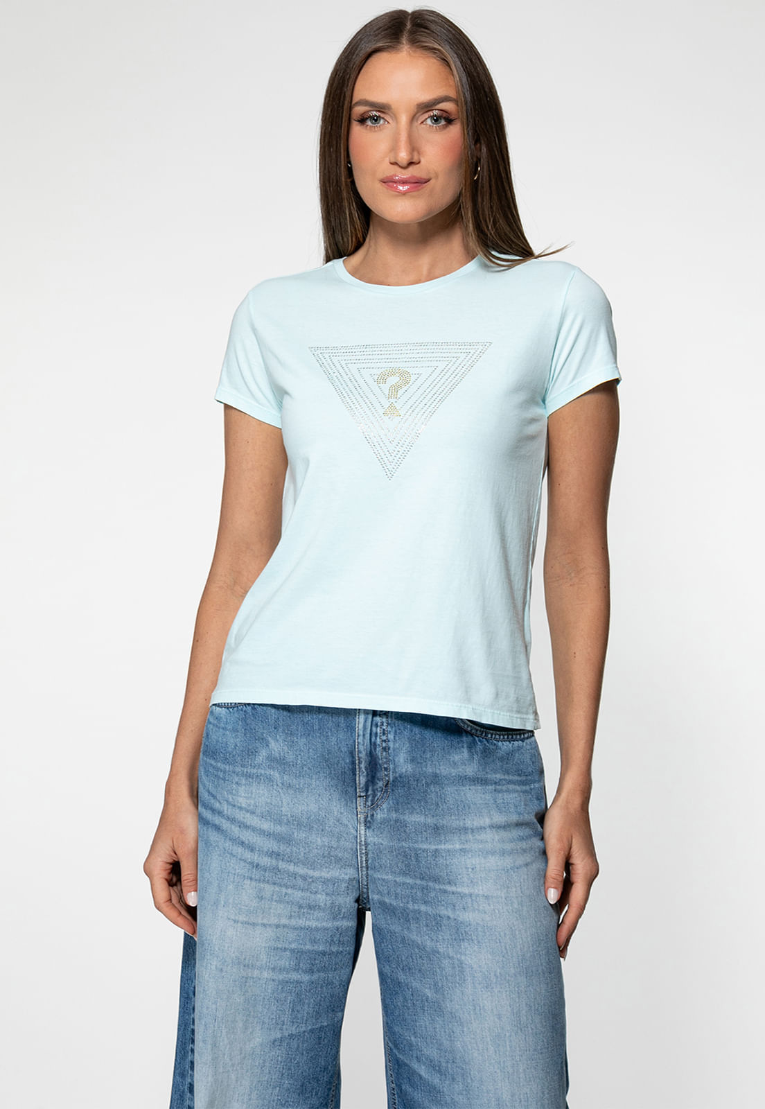 T-shirt Guess Triangs Hot Fix Azul Claro - Imagem 6