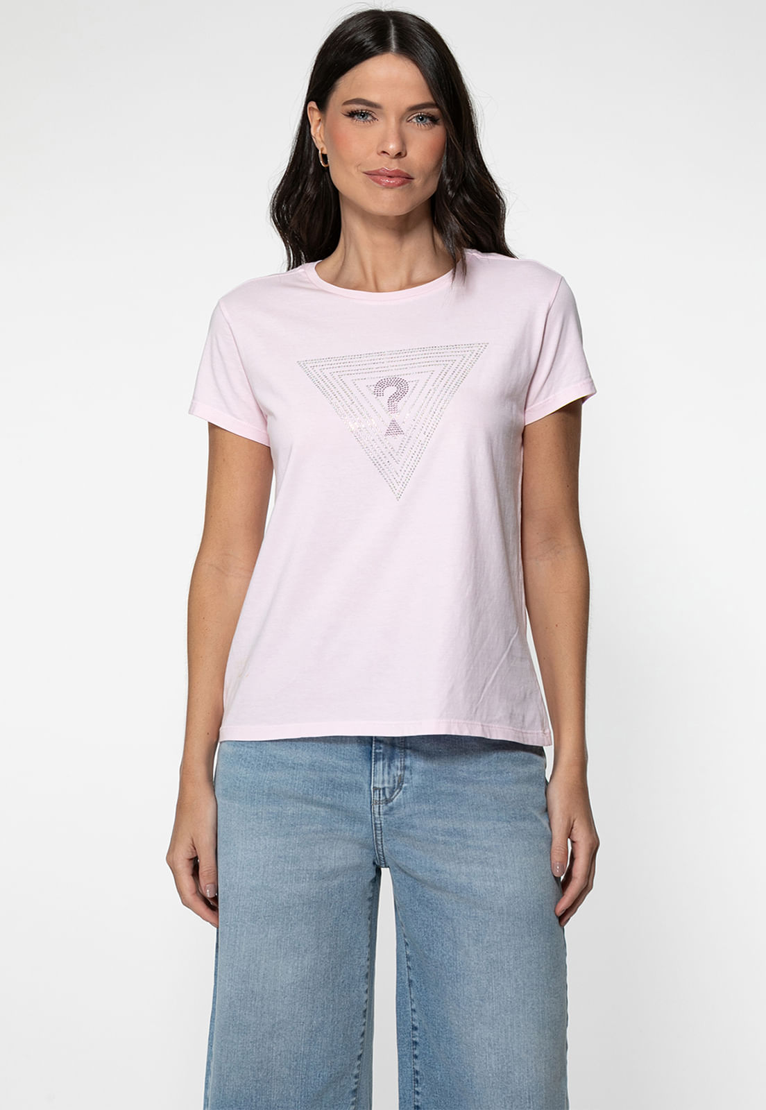 T-shirt Guess Triangs Hot Fix Rosa Claro - Imagem 16