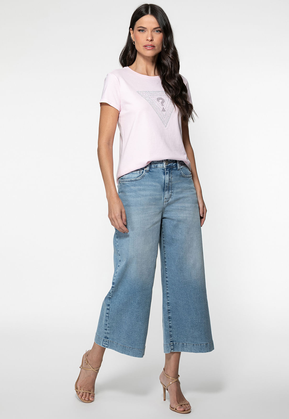 T-shirt Guess Triangs Hot Fix Rosa Claro - Imagem 17