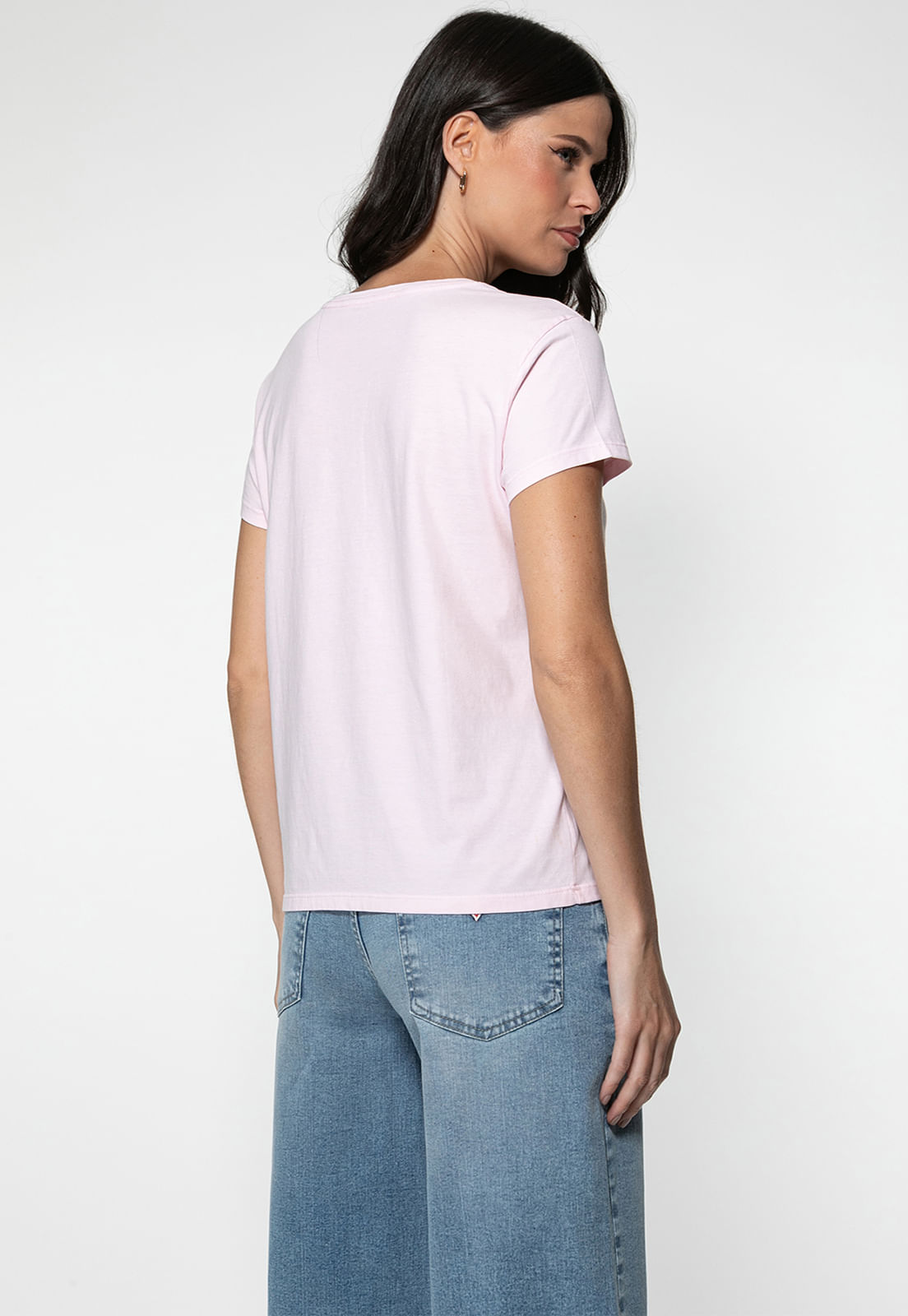 T-shirt Guess Triangs Hot Fix Rosa Claro - Imagem 9