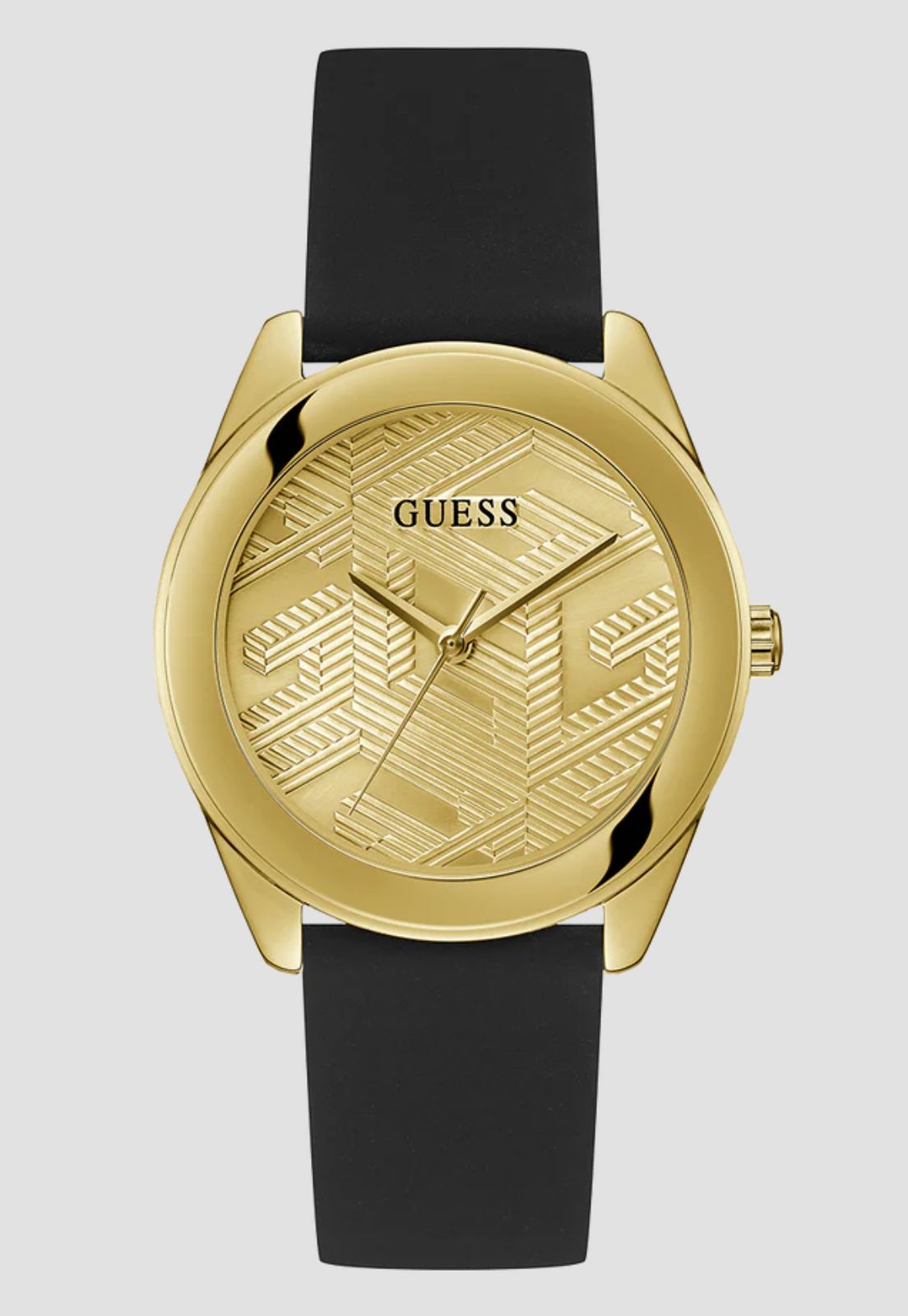 Relógio Redondo Pulseira Silicone Dourado