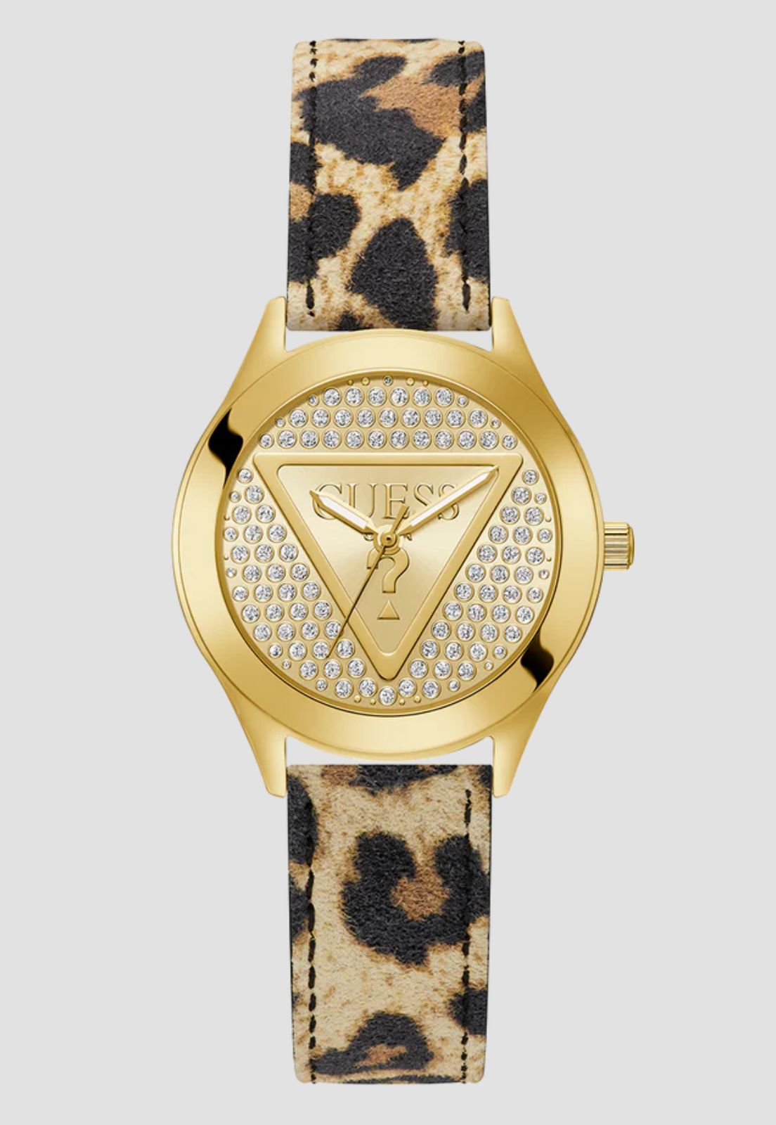 Relógio Redondo Logo Animal Print Dourado