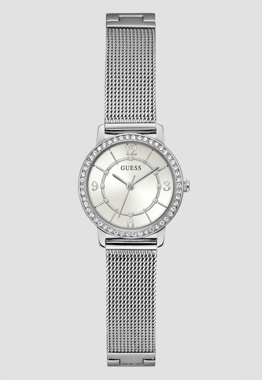 Relógio Redondo Malha de Aço Prata