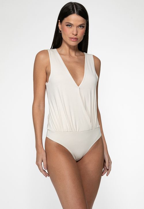 Body Malha Transpassado Creme
