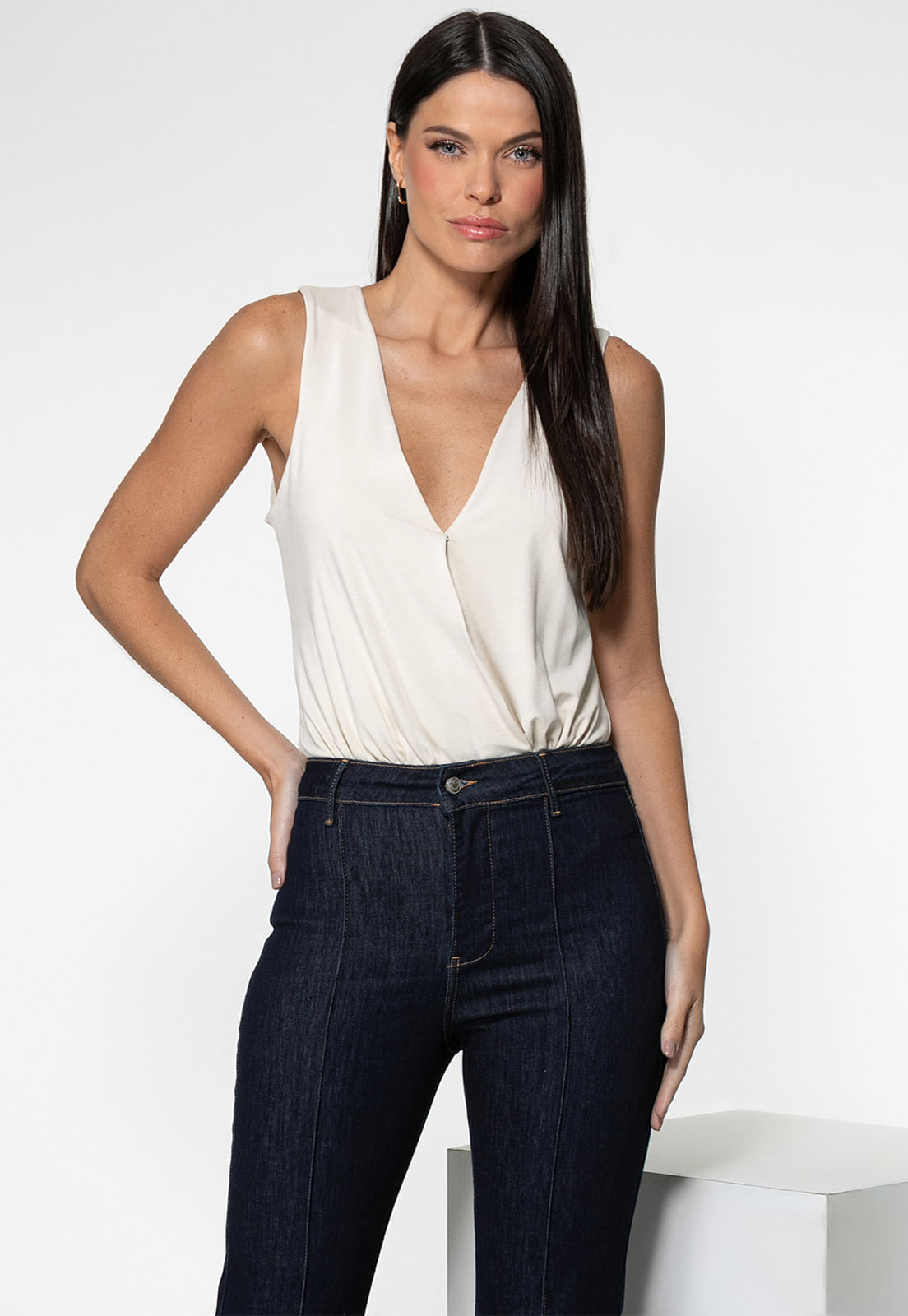 Body Malha Transpassado Creme - Imagem 26