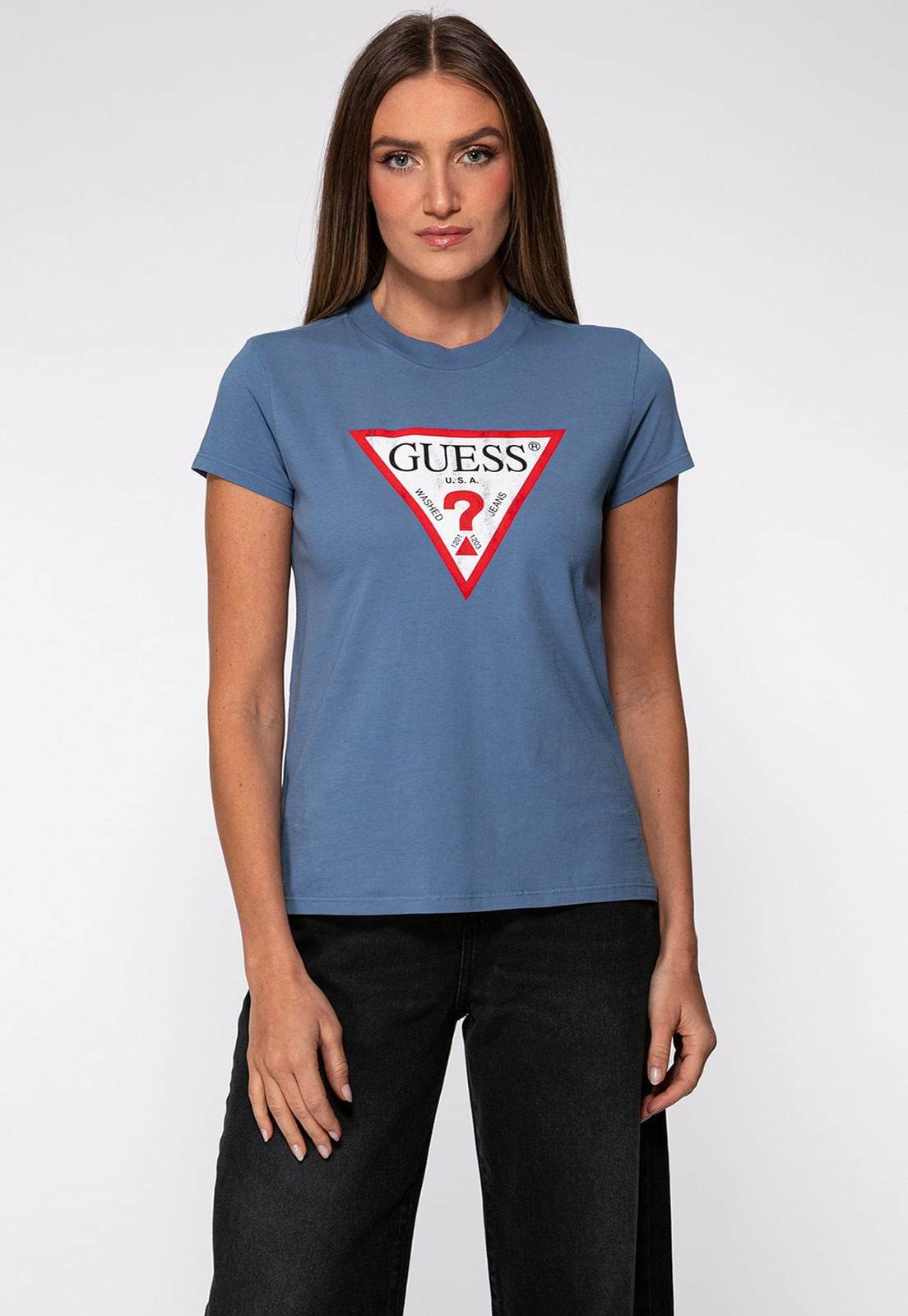 Camiseta Guess Triang Trad Desgastado Azul - Imagem 57