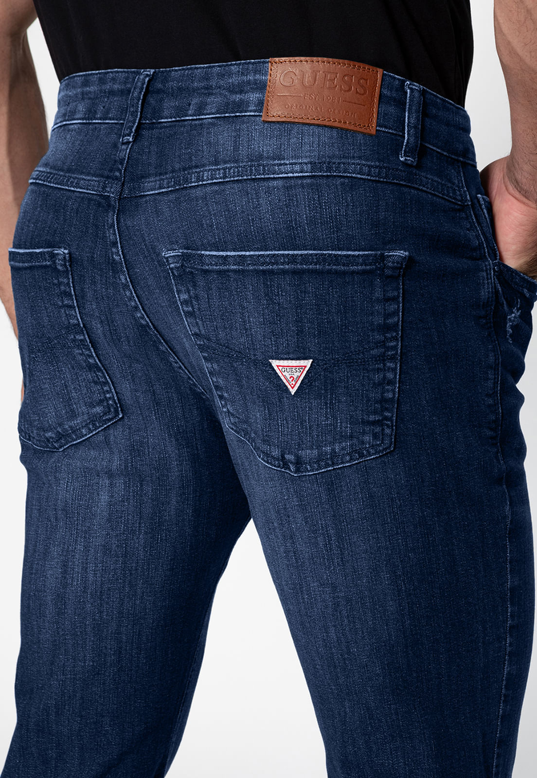 Calça Jeans Slim Straight Azul Escuro - Imagem 15