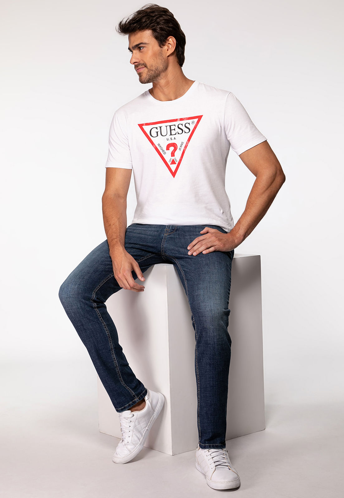 Calça Jeans Guess Slim Tapered Azul - Imagem 18