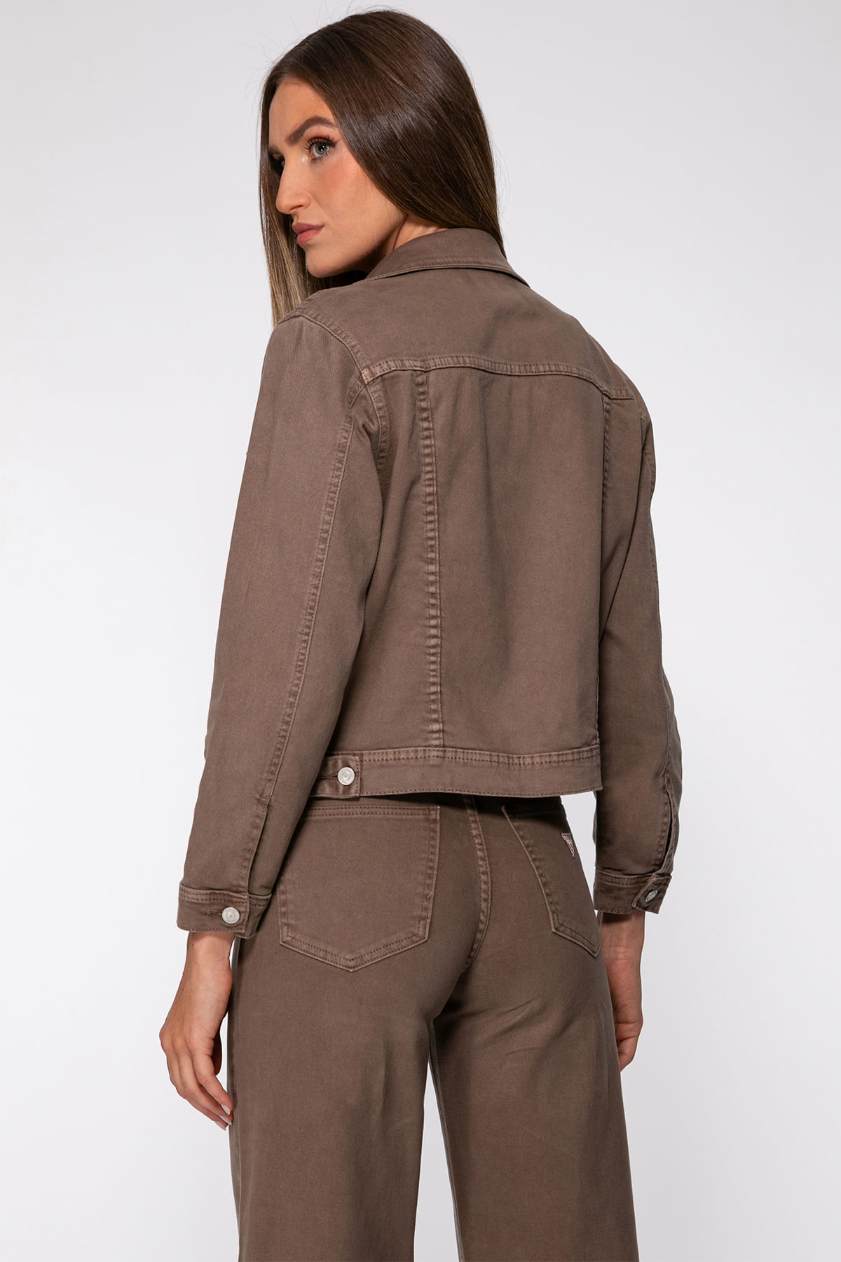 Jaqueta Jeans Estonada Marrom - Imagem 20