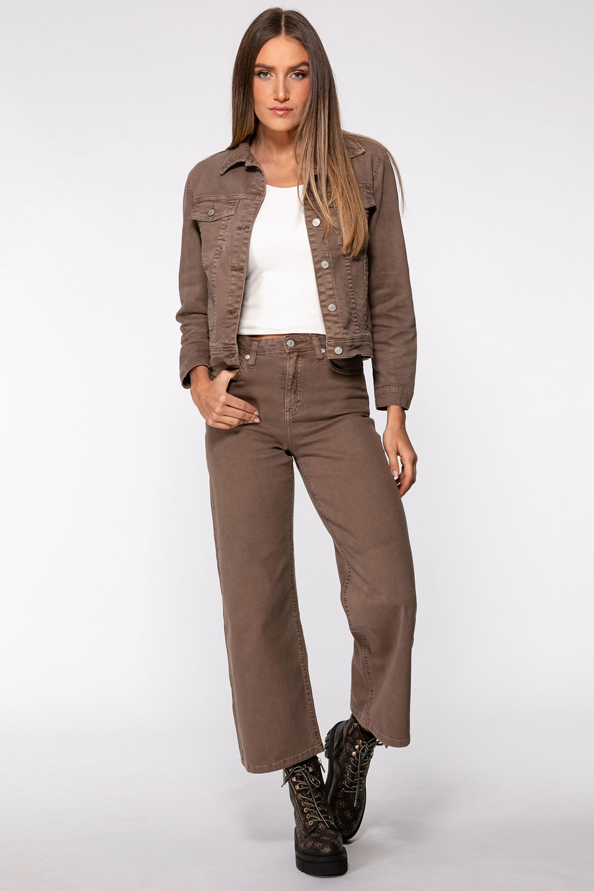 Jaqueta Jeans Estonada Marrom - Imagem 26