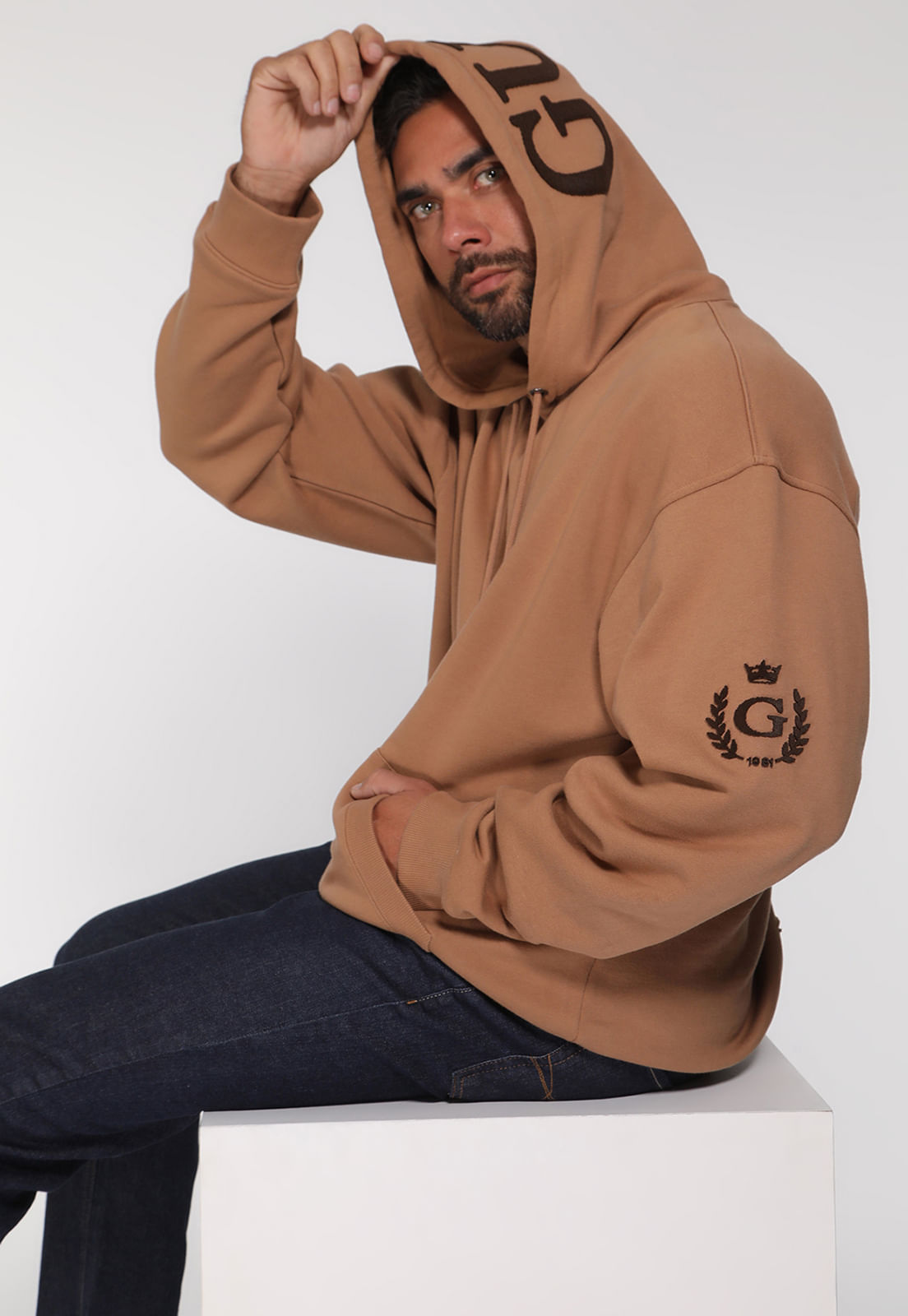 Blusa de Moletom Capuz Marrom - Imagem 41