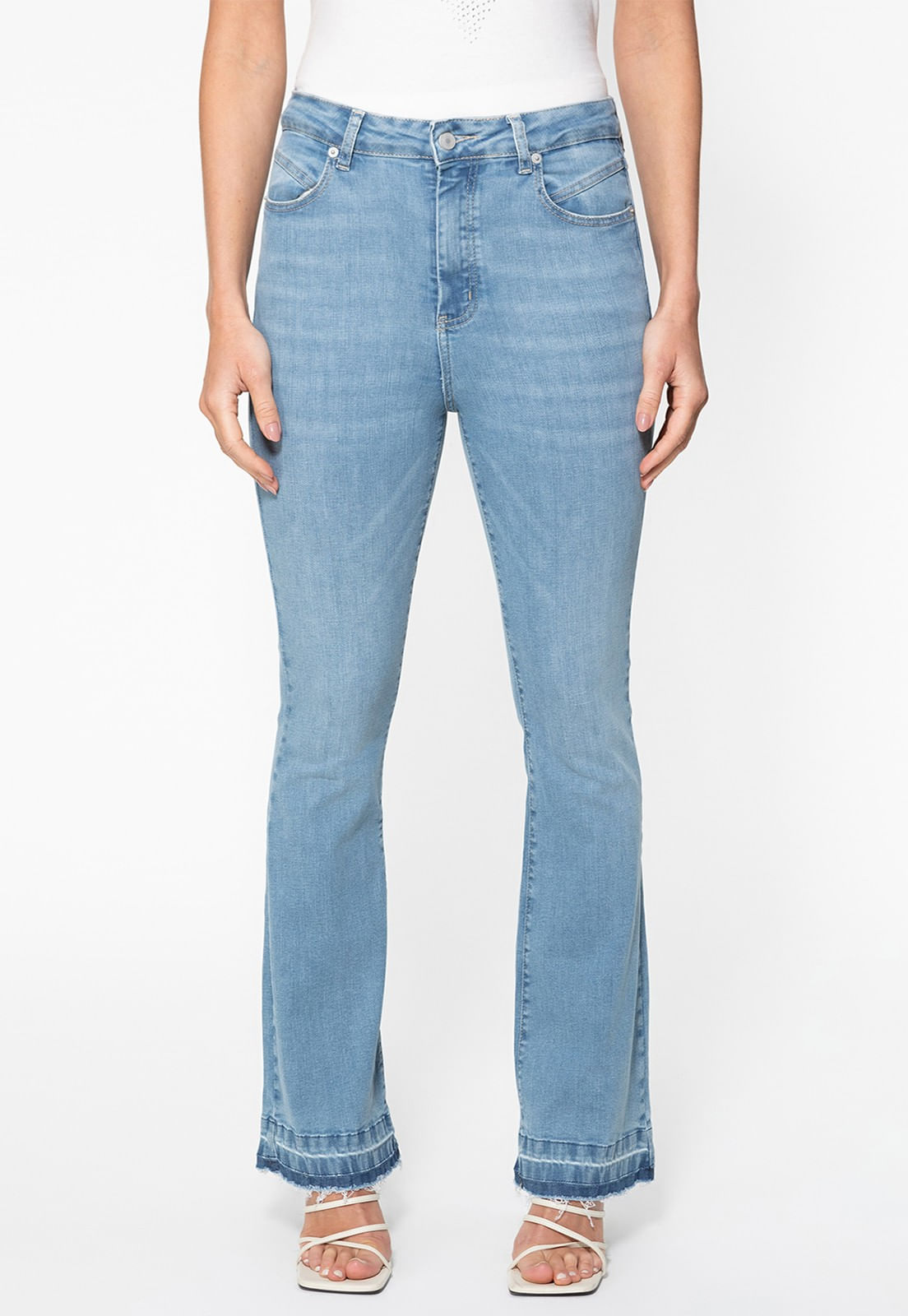 Calça Jeans Flare Mid Rise Azul Claro