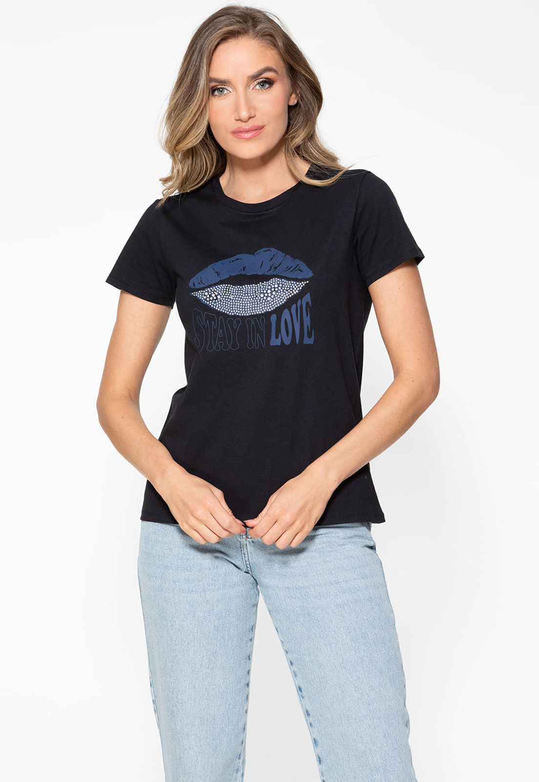 T-shirt Guess Silk Boca Hot Fix Preto - Imagem 50
