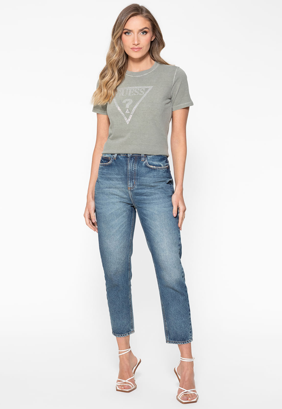 T-shirt Guess Triangulo Hot Fix Cristal Verde Escuro - Imagem 7