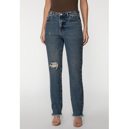 Calça Mom Jeans Rasgos Azul