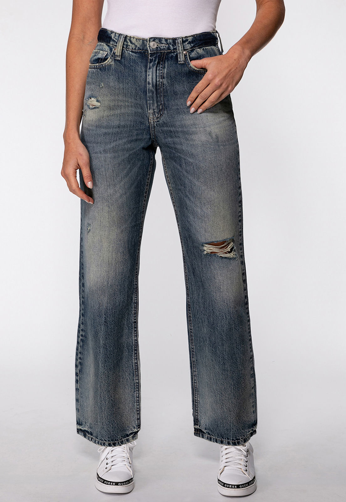 Calça Jeans Guess Straight Leg Azul