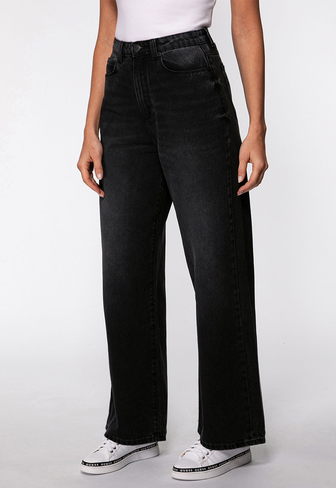 Calça Jeans Guess Wide Leg Preto - Imagem 66