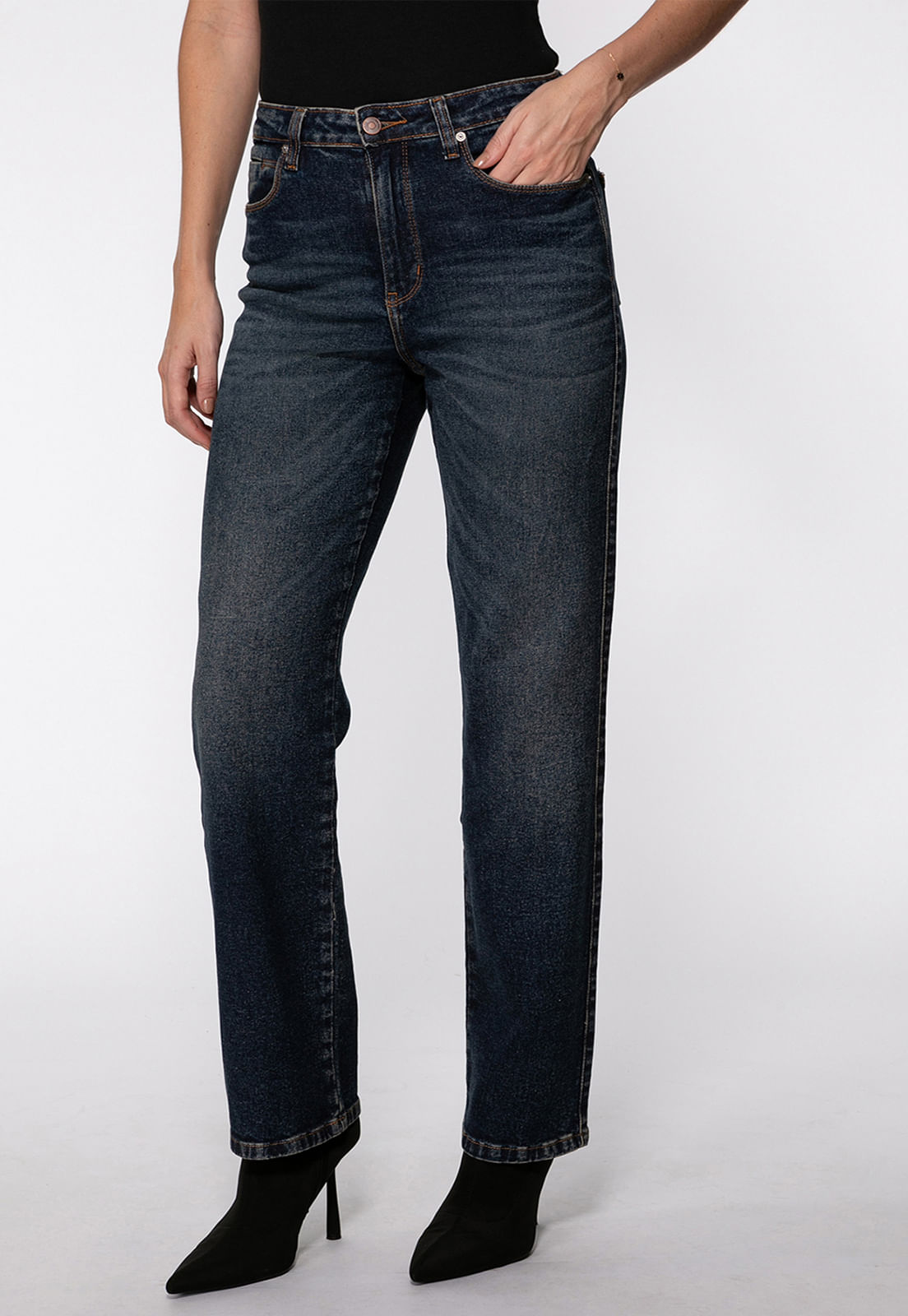 Calça Jeans Guess Straight Leg Azul Escuro - Imagem 13