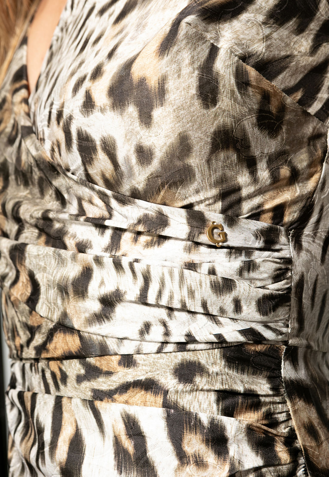 Vestido Curto Eco Animal Print Marrom - Imagem 69