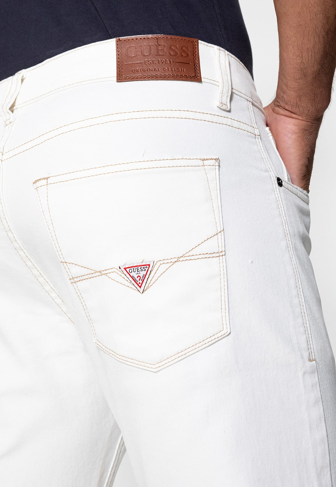 Calça Sarja Guess Slim Tapered Branco - Imagem 41