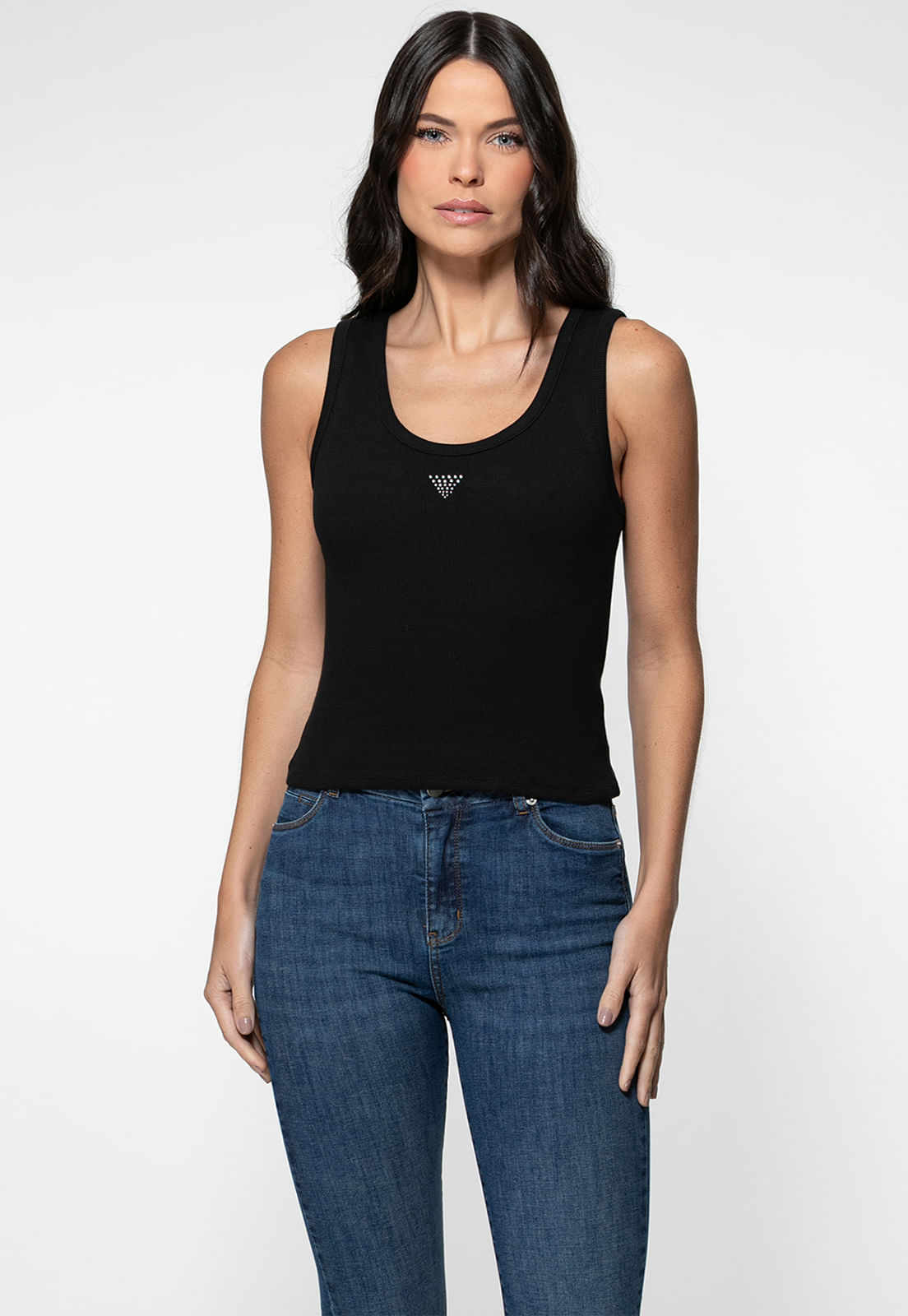 Regata Triângulo Guess Strass Preto - Imagem 6