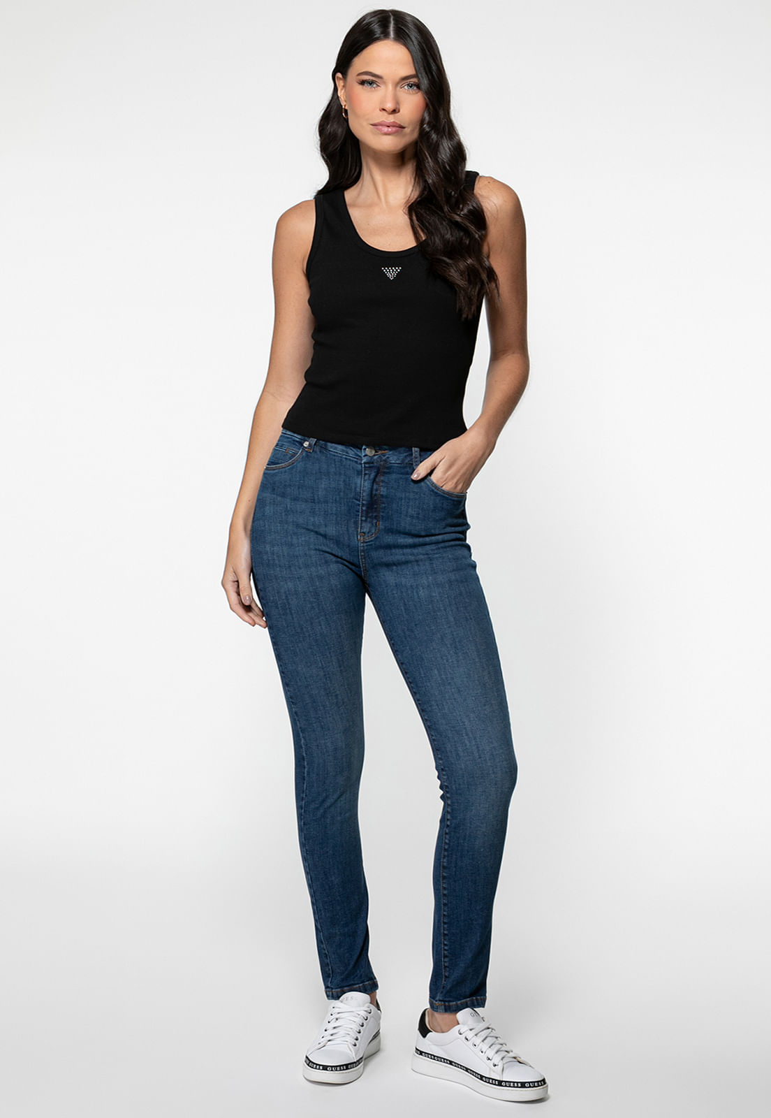 Regata Triângulo Guess Strass Preto - Imagem 32