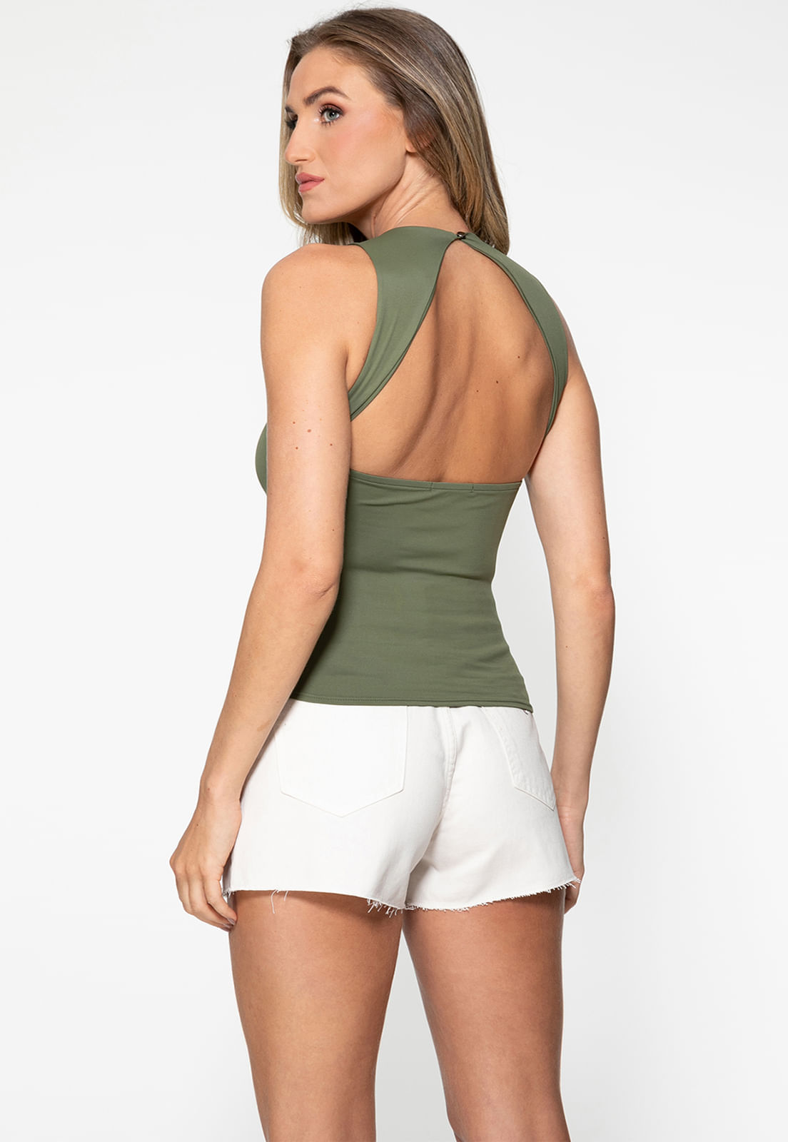 Regata Malha Abertura Costas Verde Escuro - Imagem 61