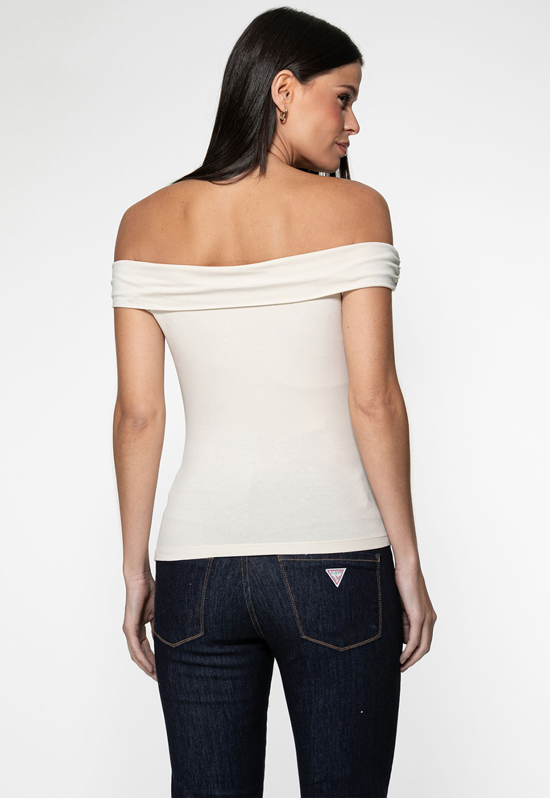 Blusa Malha Ombro A Ombro Creme - Imagem 28