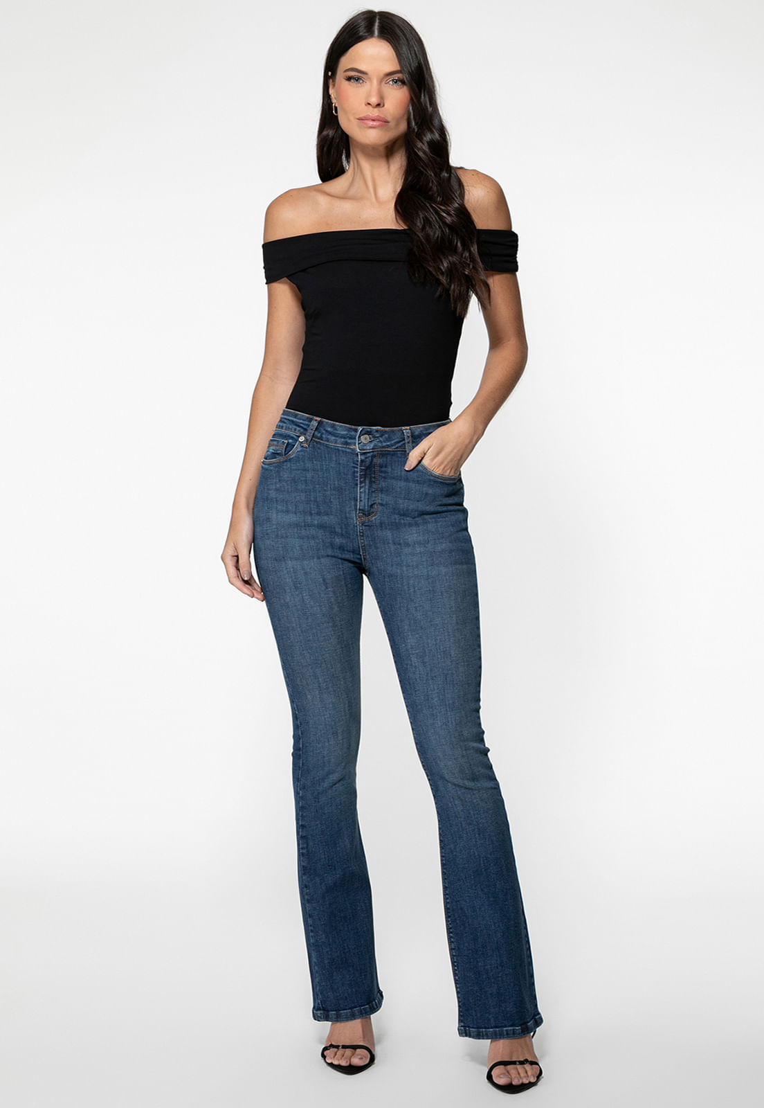 Blusa Malha Ombro A Ombro Preto - Imagem 8