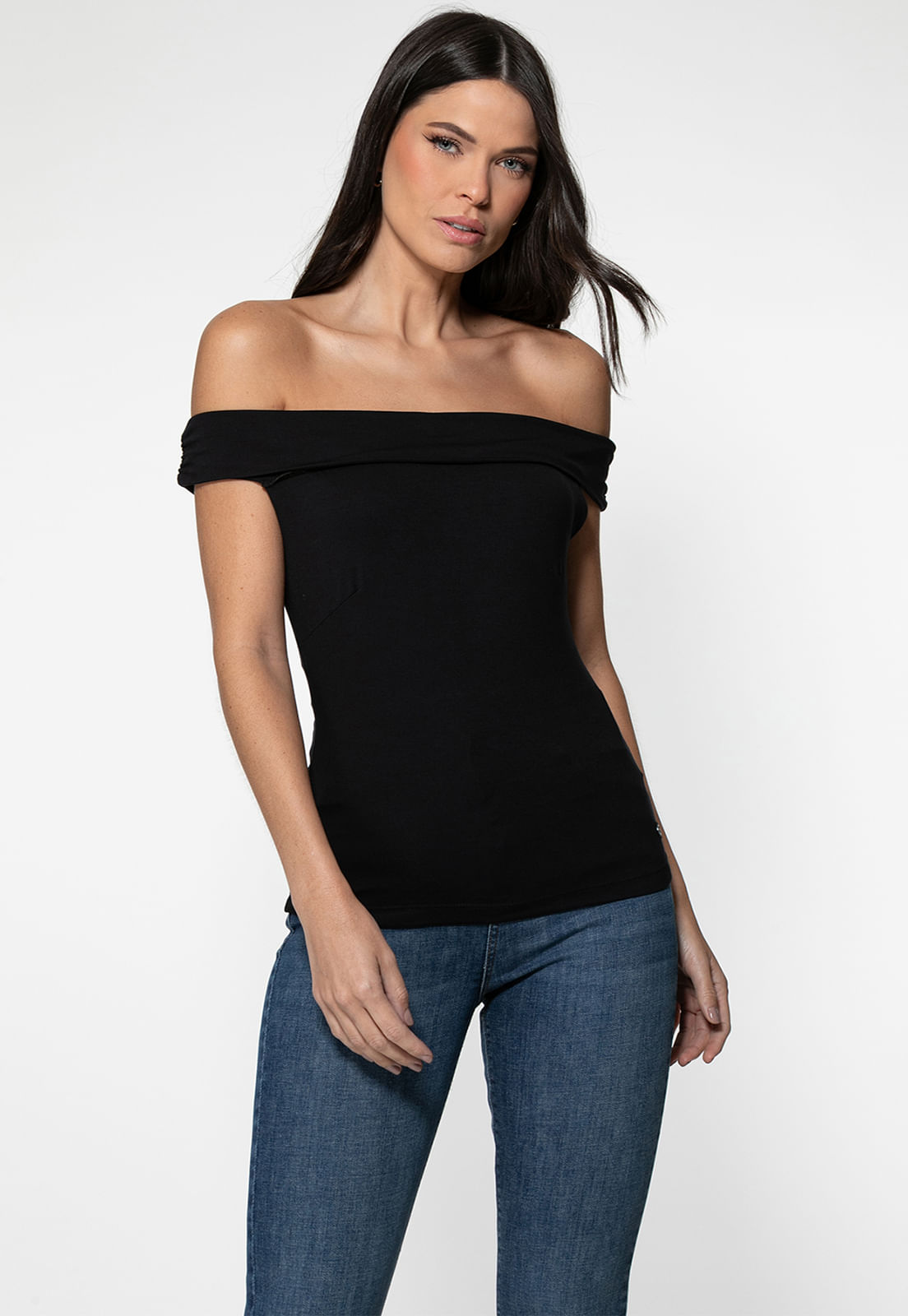 Blusa Malha Ombro A Ombro Preto - Imagem 19