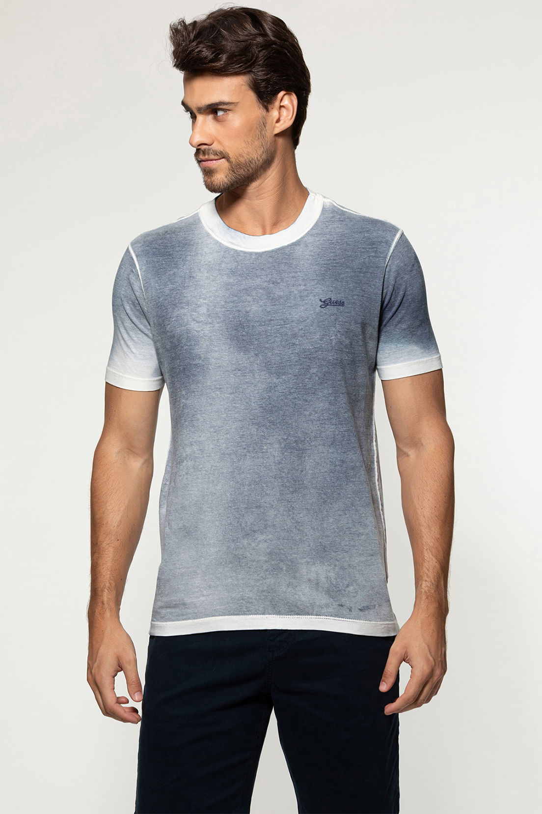 Camiseta Tinto Manchado Azul Escuro