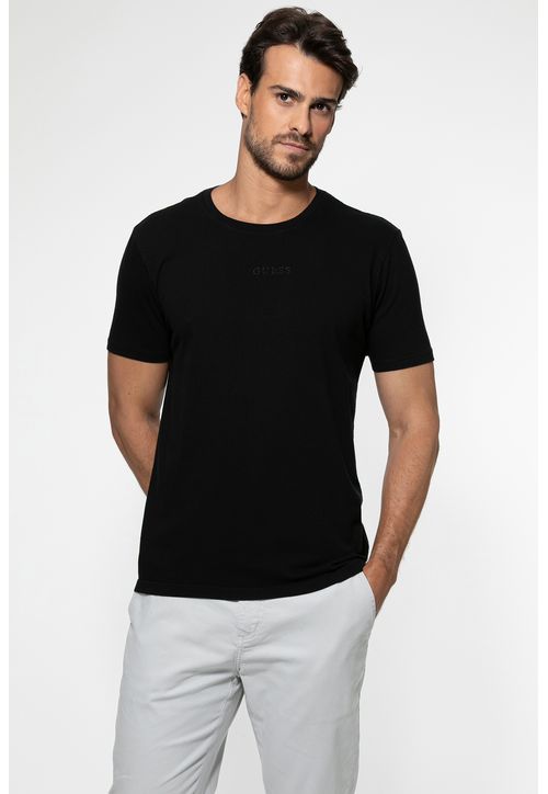 Camiseta Guess Bordado Centro Preto