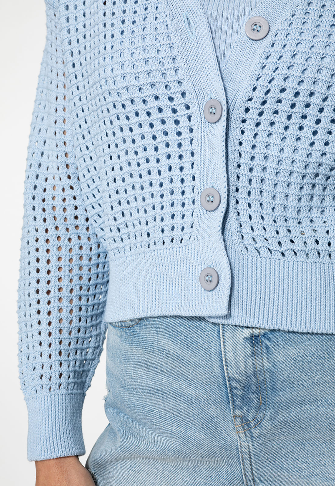Cardigan Tricot Vazado Azul - Imagem 13
