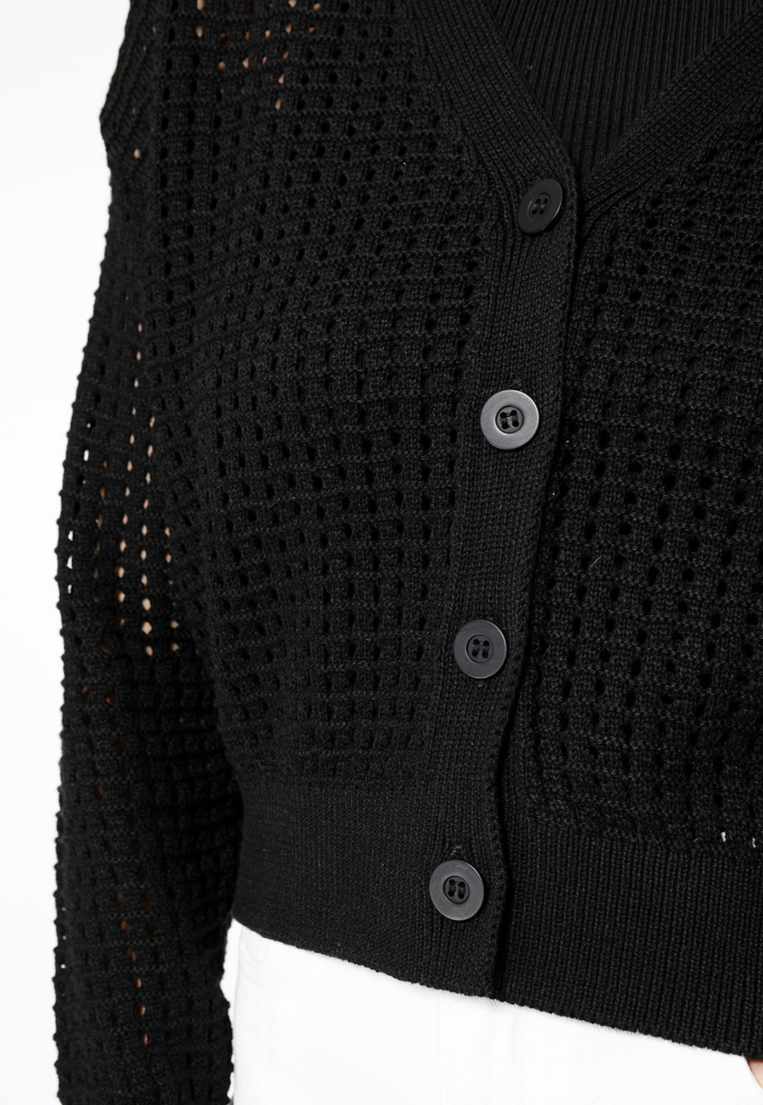Cardigan Tricot Vazado Preto - Imagem 7