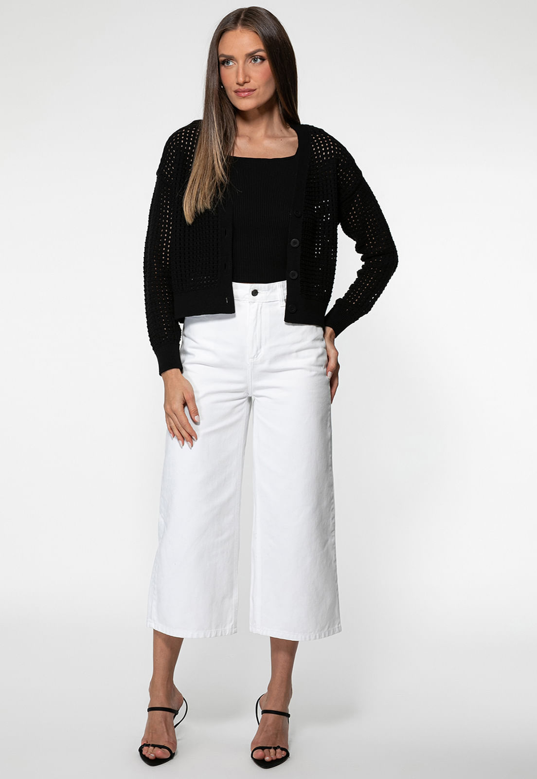 Cardigan Tricot Vazado Preto - Imagem 23