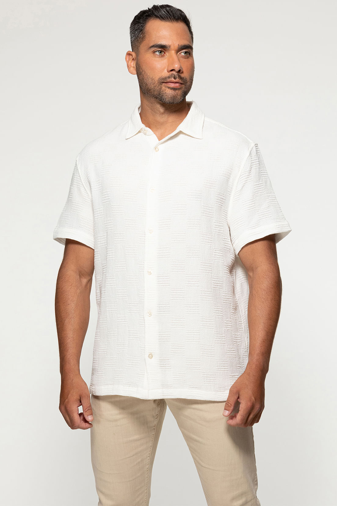 Camisa Manga Curta Maquinetada Off White