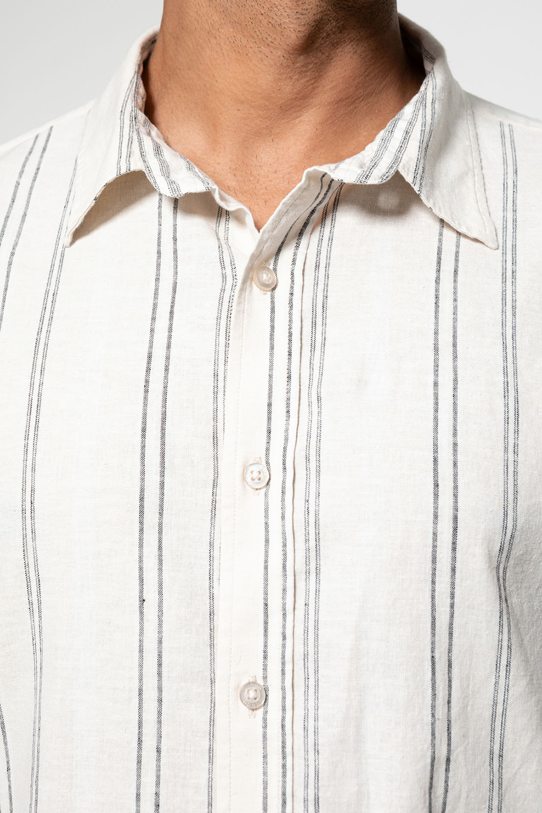 Camisa Eco Linho Listrada Off White - Imagem 3