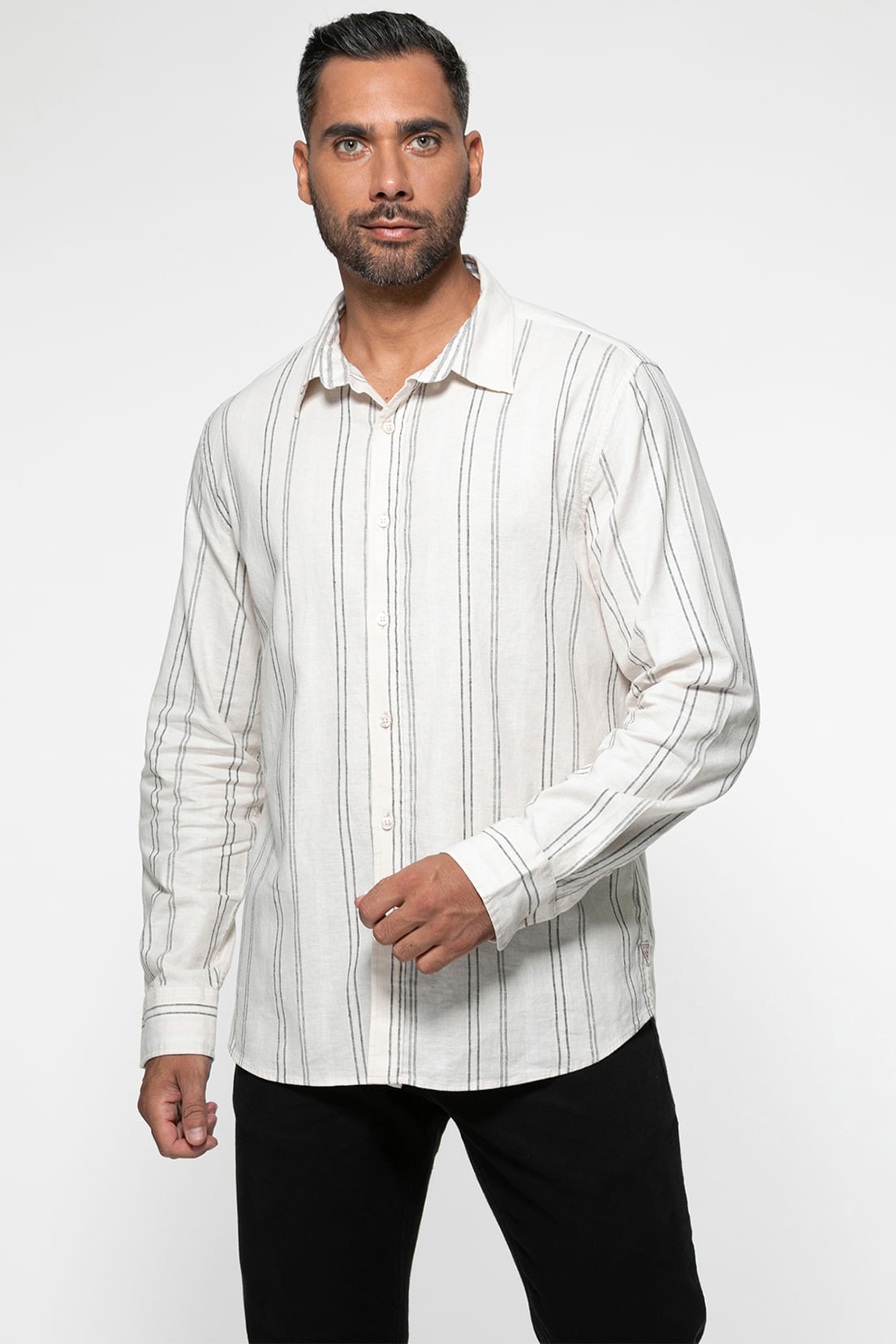 Camisa Eco Linho Listrada Off White - Imagem 7