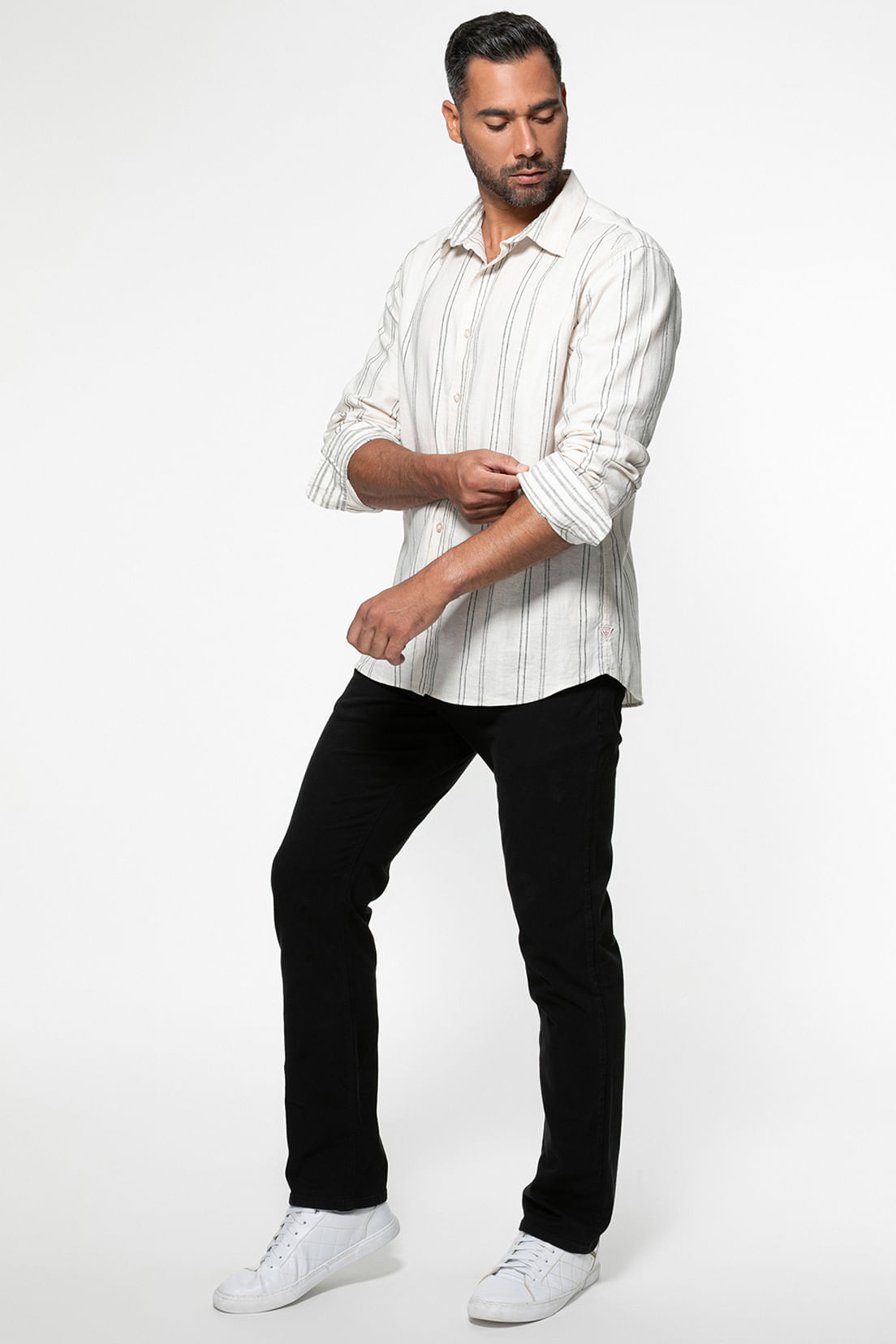 Camisa Eco Linho Listrada Off White - Imagem 8
