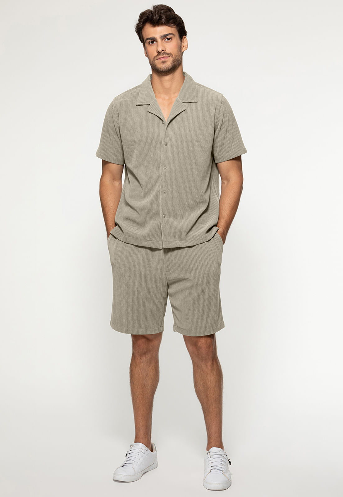 Camisa Eco Malha Texturizada Verde - Imagem 2