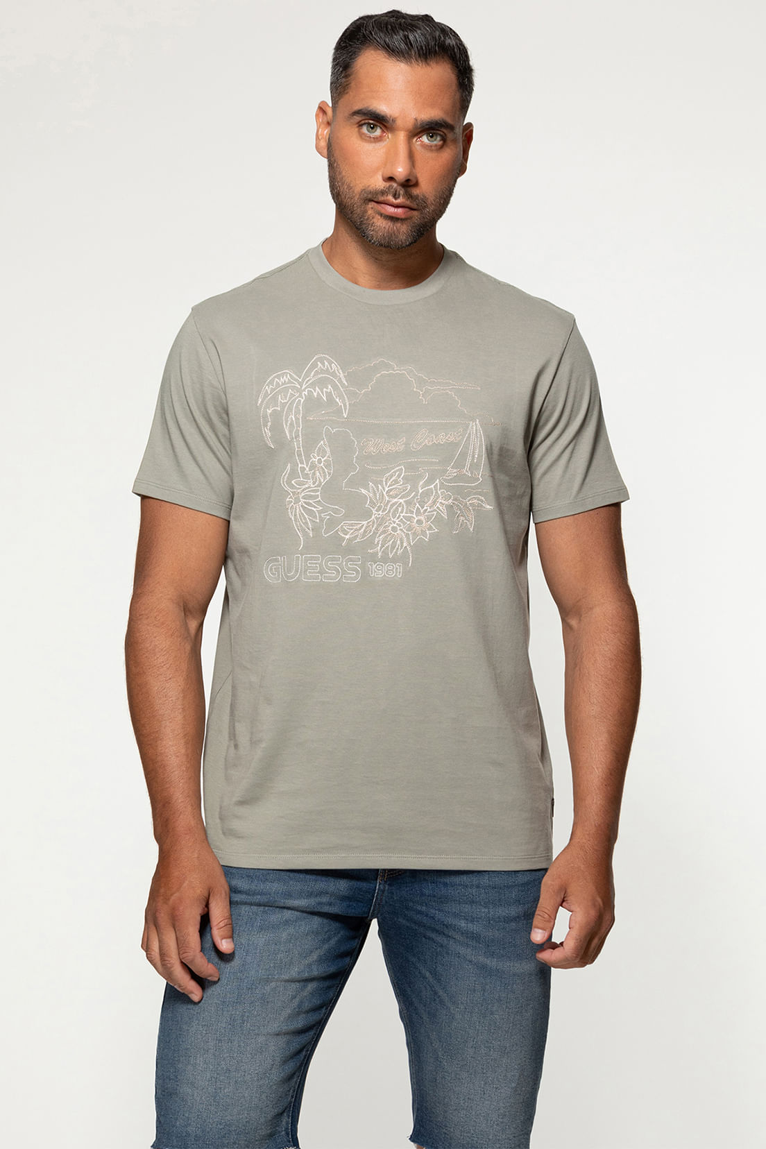 Camiseta Eco Bordado Palm Tree Verde