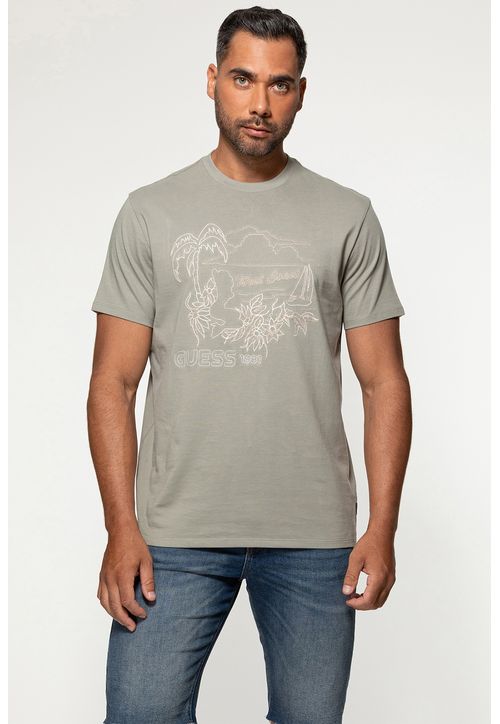 Camiseta Eco Bordado Palm Tree Verde