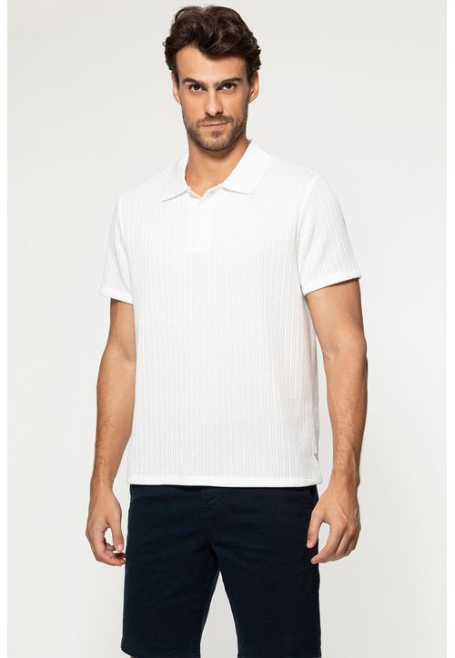 Camisa Polo Malha Texturizada Branco