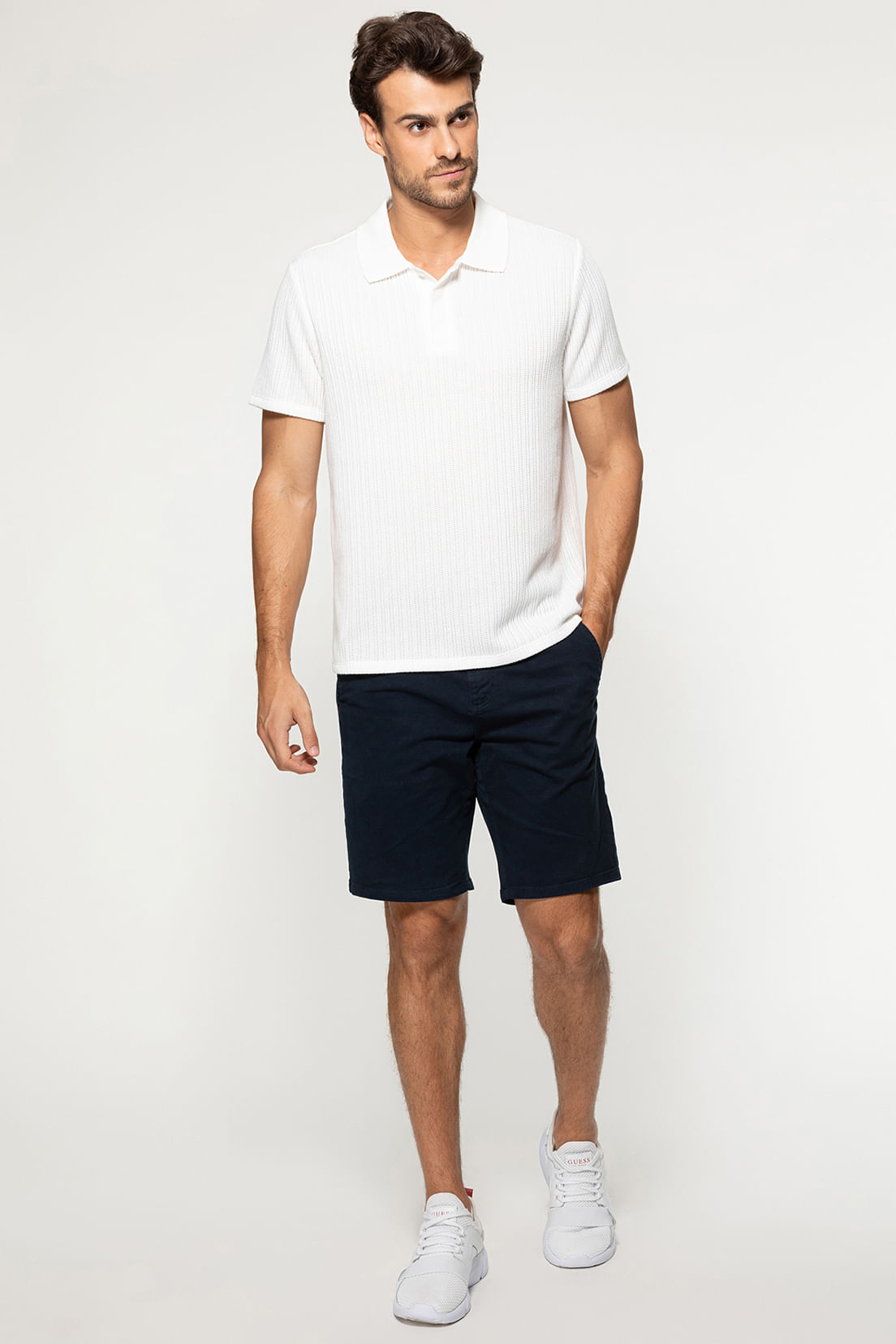 Camisa Polo Malha Texturizada Branco - Imagem 26